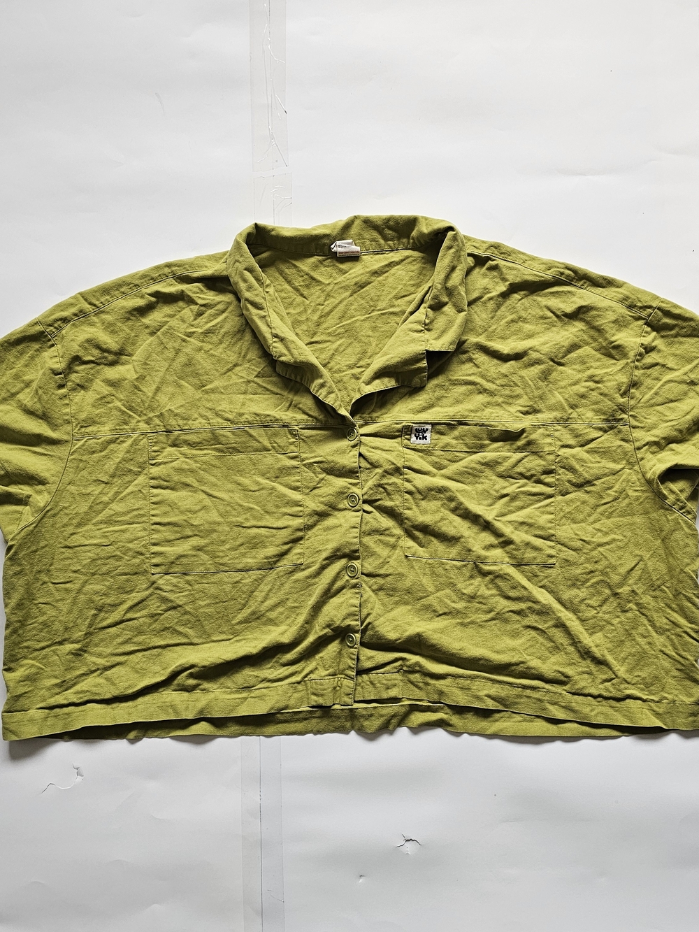 Lucy & Yak Lime Green Cropped Button-Front Shirt
